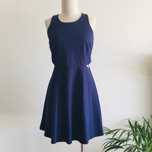 The Letter navy blue cut out flare dress